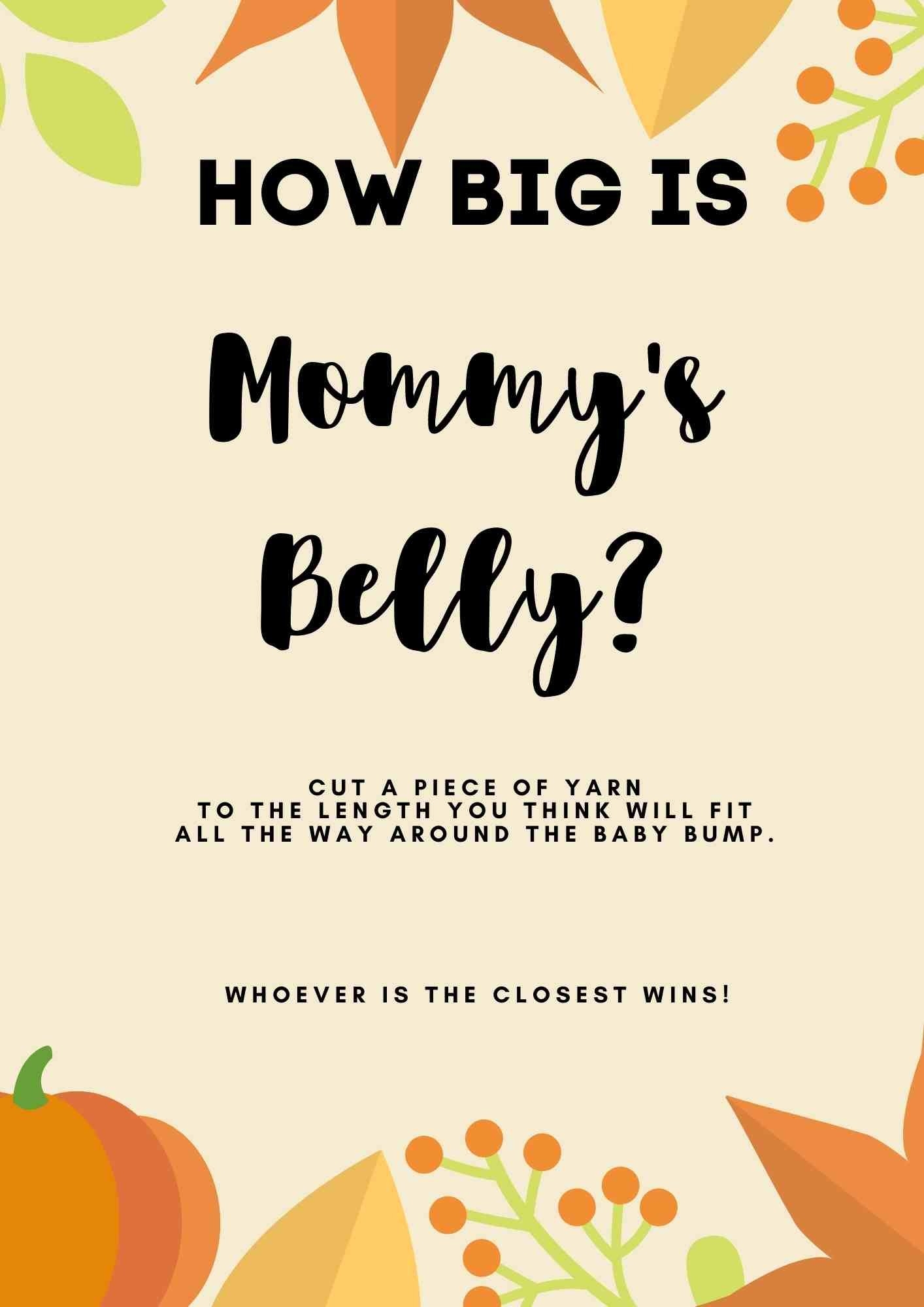 How Big Is Mommy s Belly Fall Themed Baby Shower Free Printable Payhip