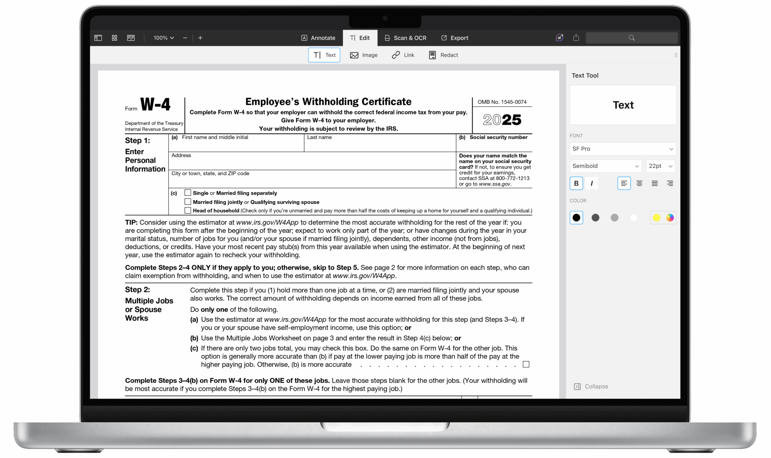 2025 Printable And Fillable W4 Form