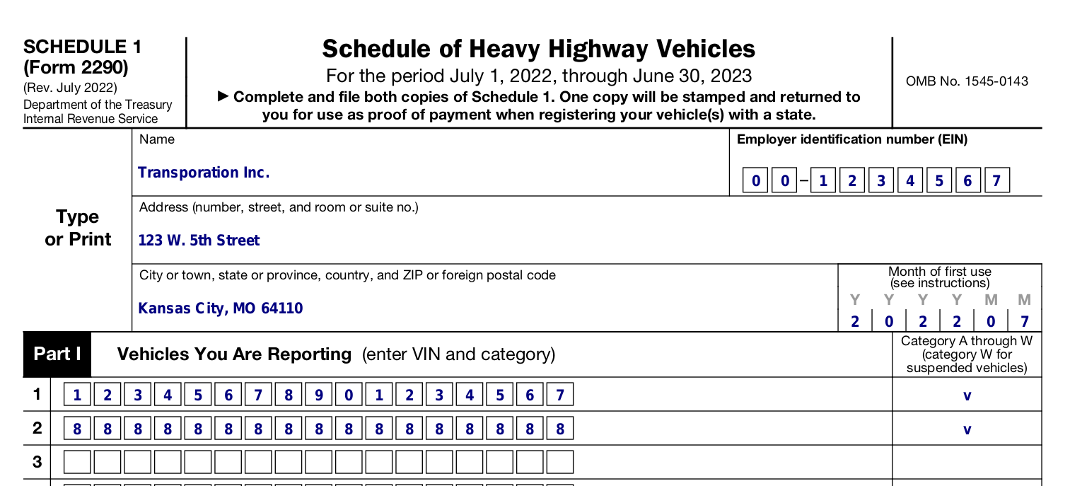 Irs Forms 2290 Printable