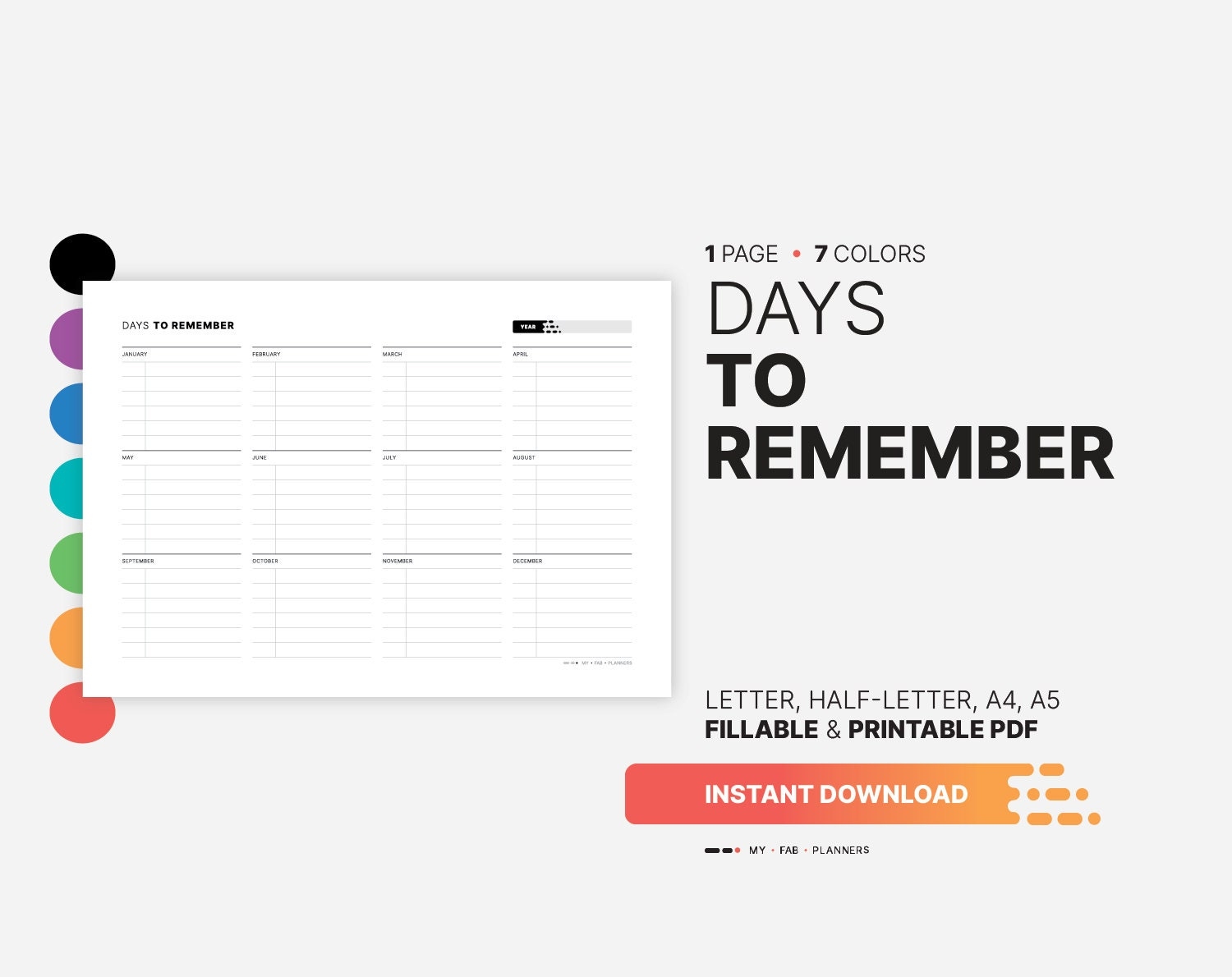 Important Dates To Remember Template Etsy