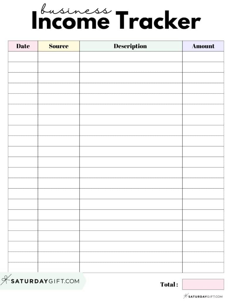 Income Tracker Printable 19 Cute Free Printable Templates