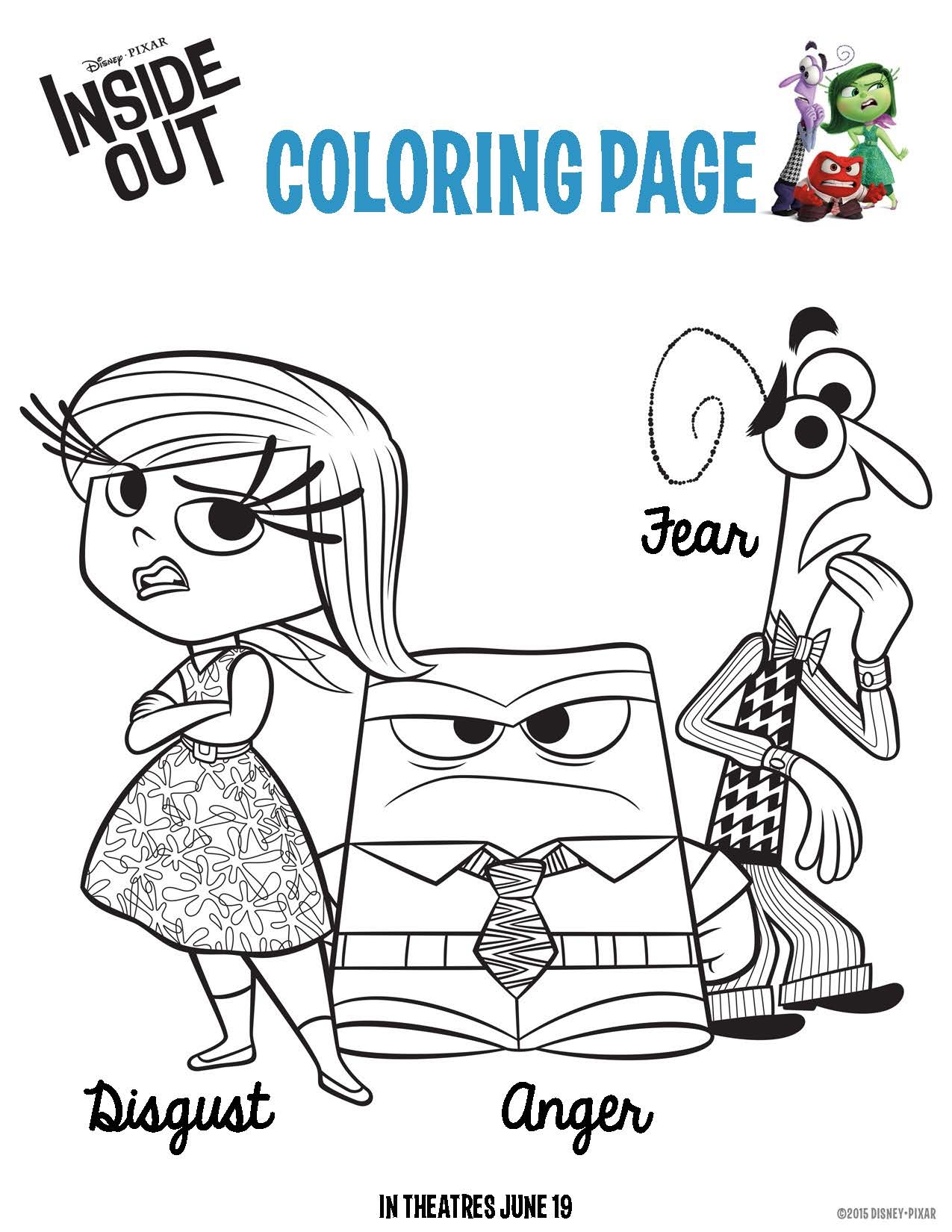 Inside Out Printable Free Coloring Sheets