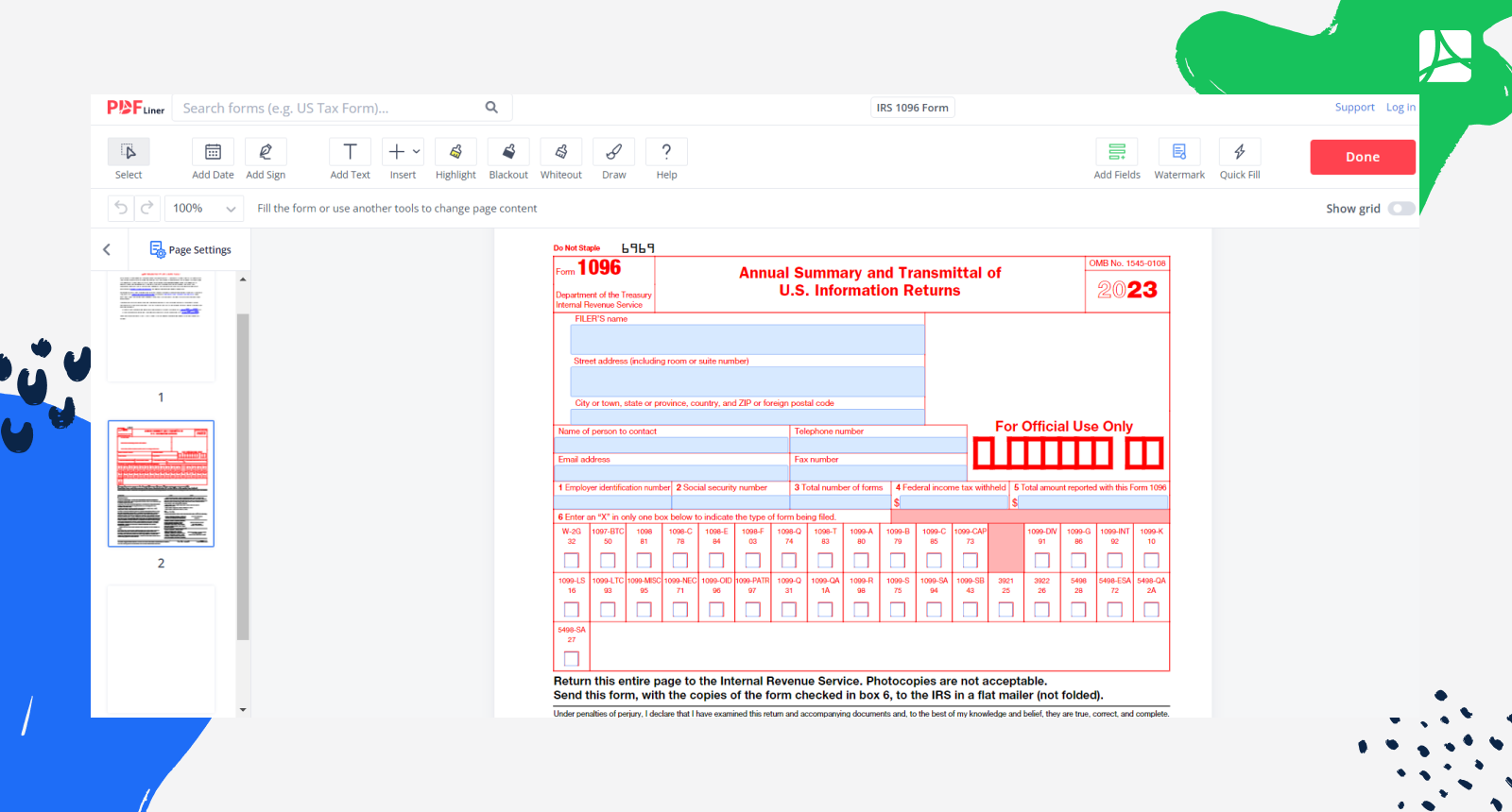 Printable 1096 Irs Form Printable 1096 Irs Form