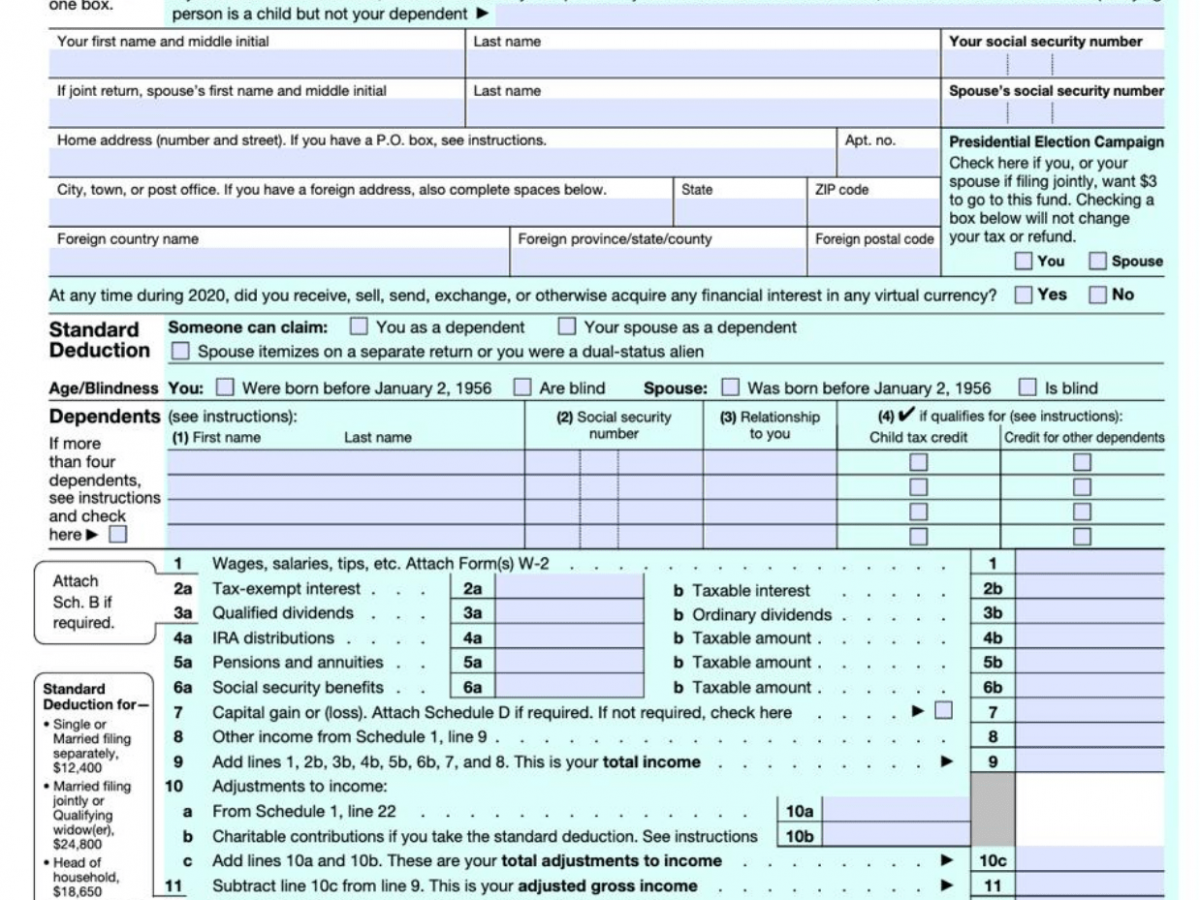 2025 Irs 1040 Printable Form