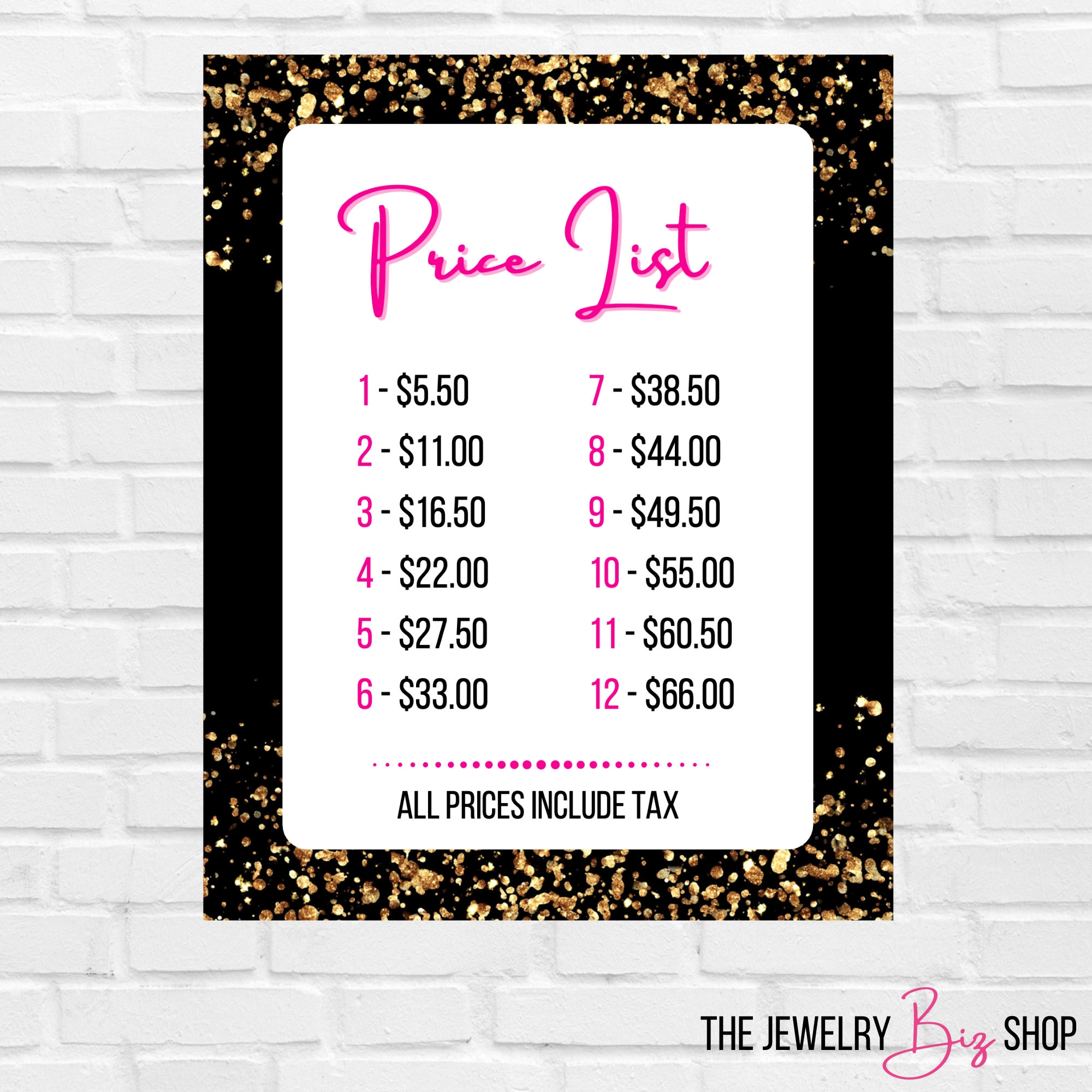 Jewelry Price List Tax No Tax 2 PDF 2 PNG 5 Dollar Jewelry Consultant Price List Price List Jewelry Marketing Black And Gold Etsy Australia