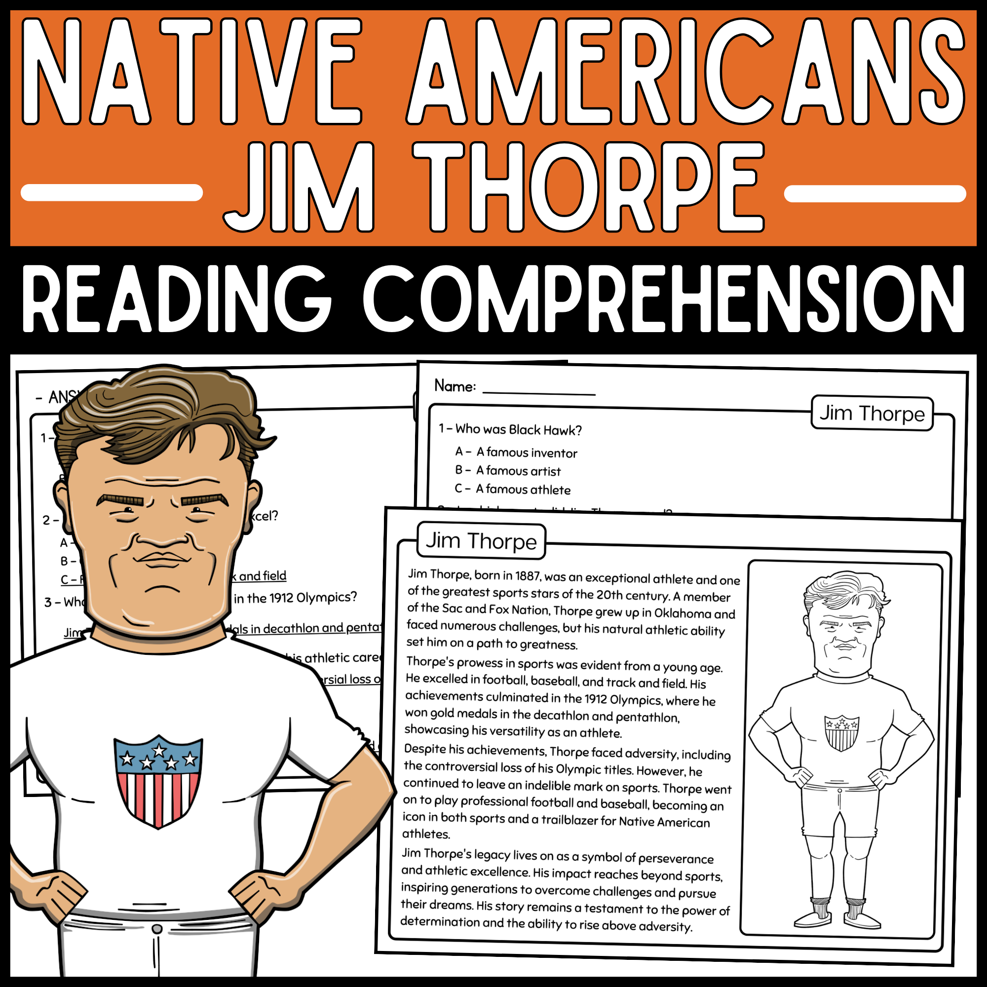 Jim Thorpe Reading Comprehension Passage Native American Heritage Month Made By Teachers
