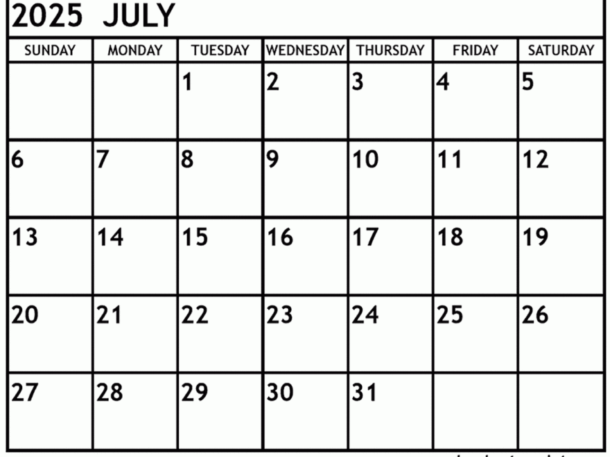 July 2025 Calendar Printable