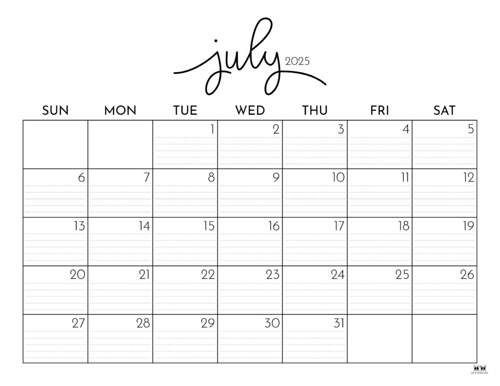 July 2025 Calendars 107 FREE Printables Printabulls July 2025 Calendars 107 FREE Printables Printabulls