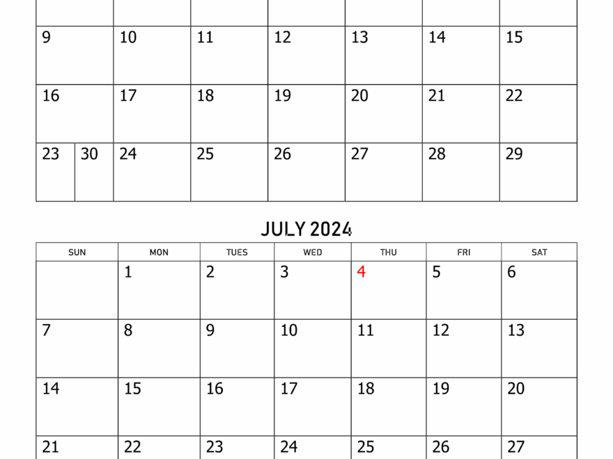 June And July 2024 Calendar Calendar Quickly