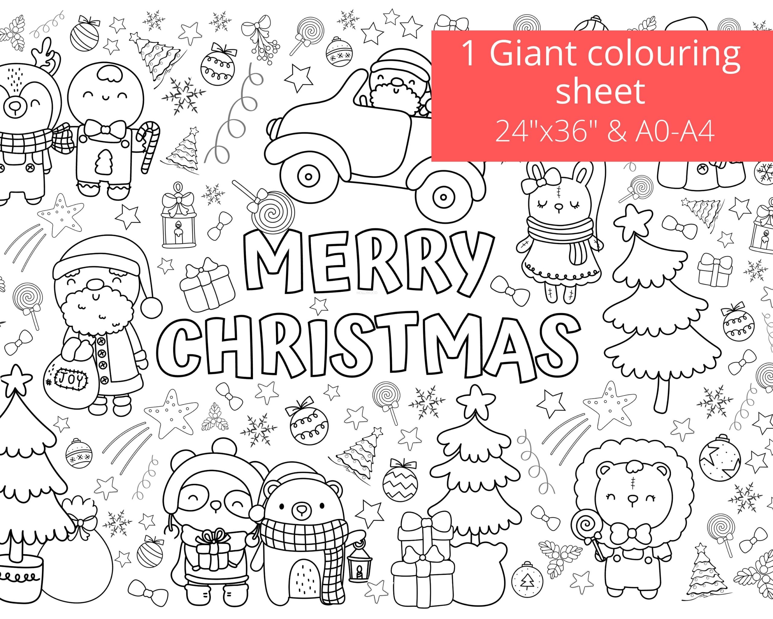 Kid Giant Christmas Coloring Page Christmas Colouring Sheet Merry Christmas Coloring Page Printable Instant Download A0 A4 24 x36 Etsy