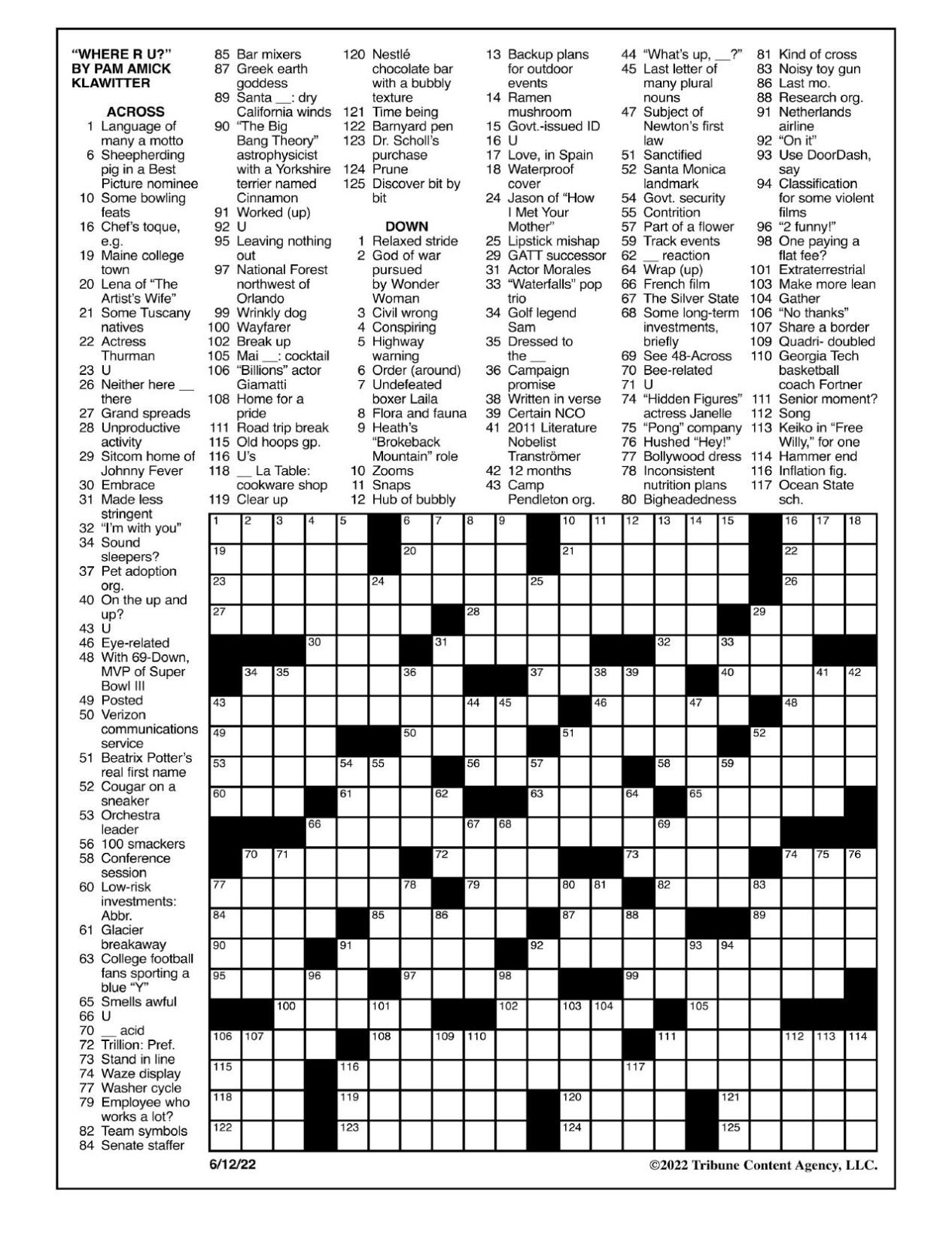 LA Times Crossword June 12 2022 Crosswords Yakimaherald