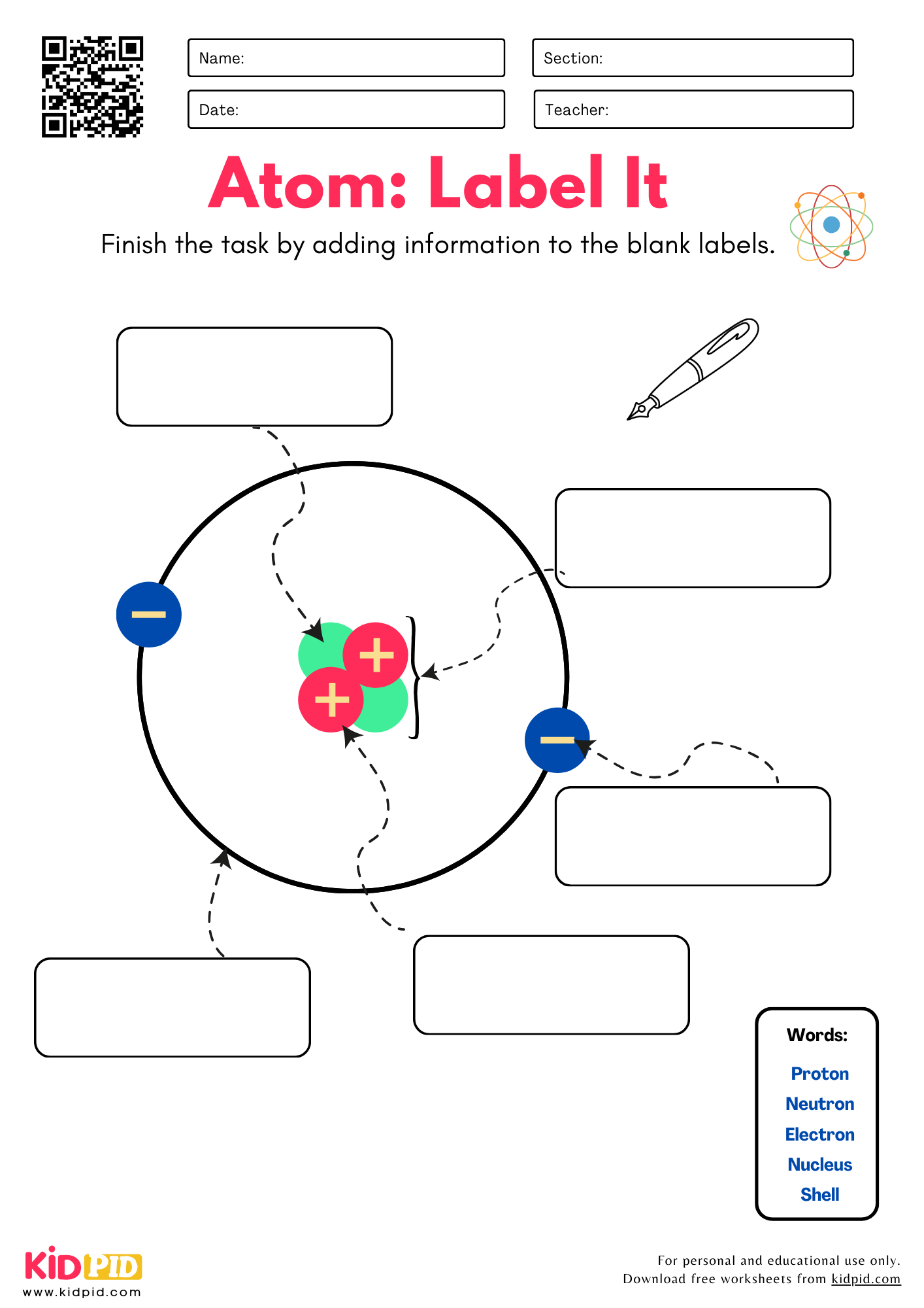 Label Parts Of Atom Worksheet Kidpid Label Parts Of Atom Worksheet Kidpid