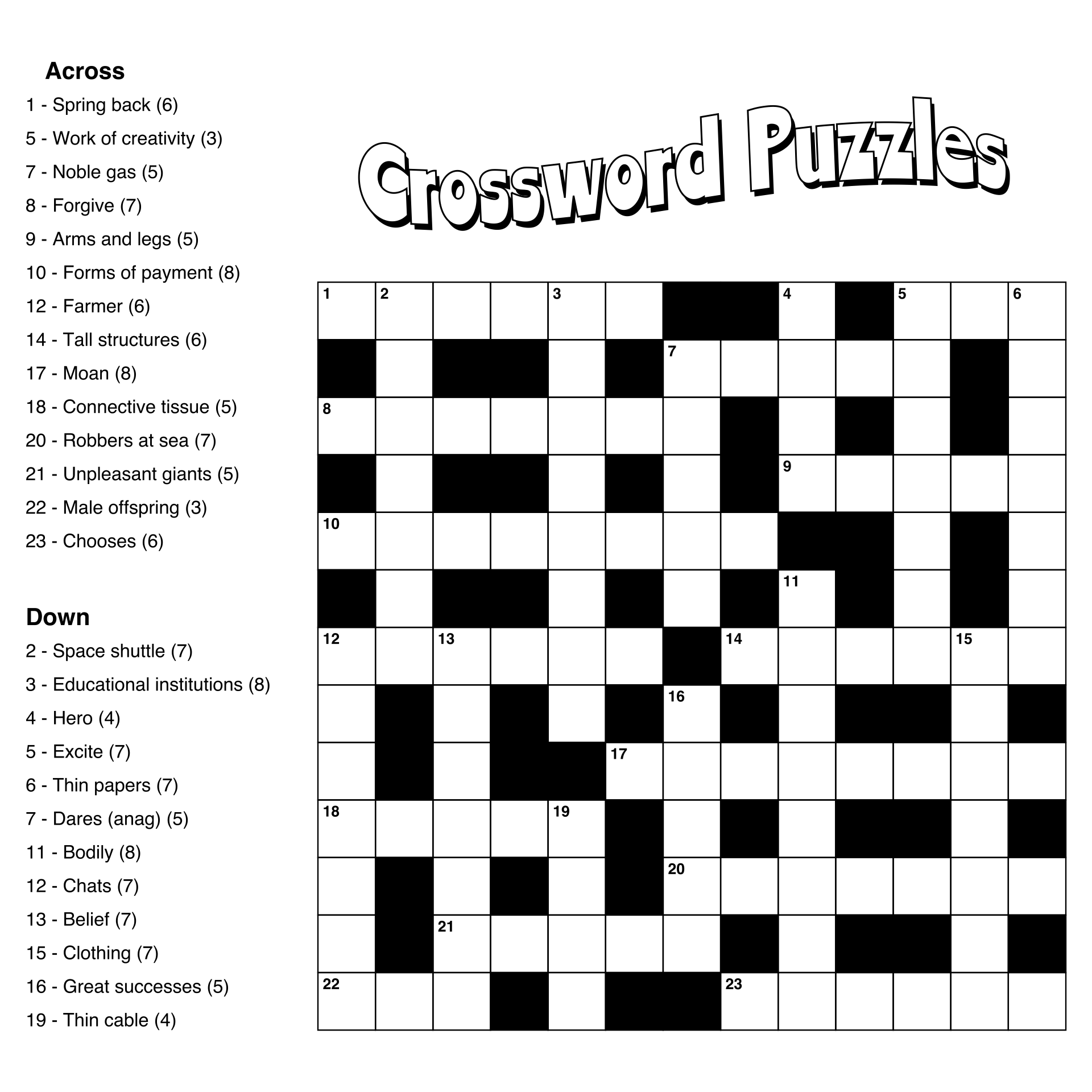 Crosswords Printable For Adults