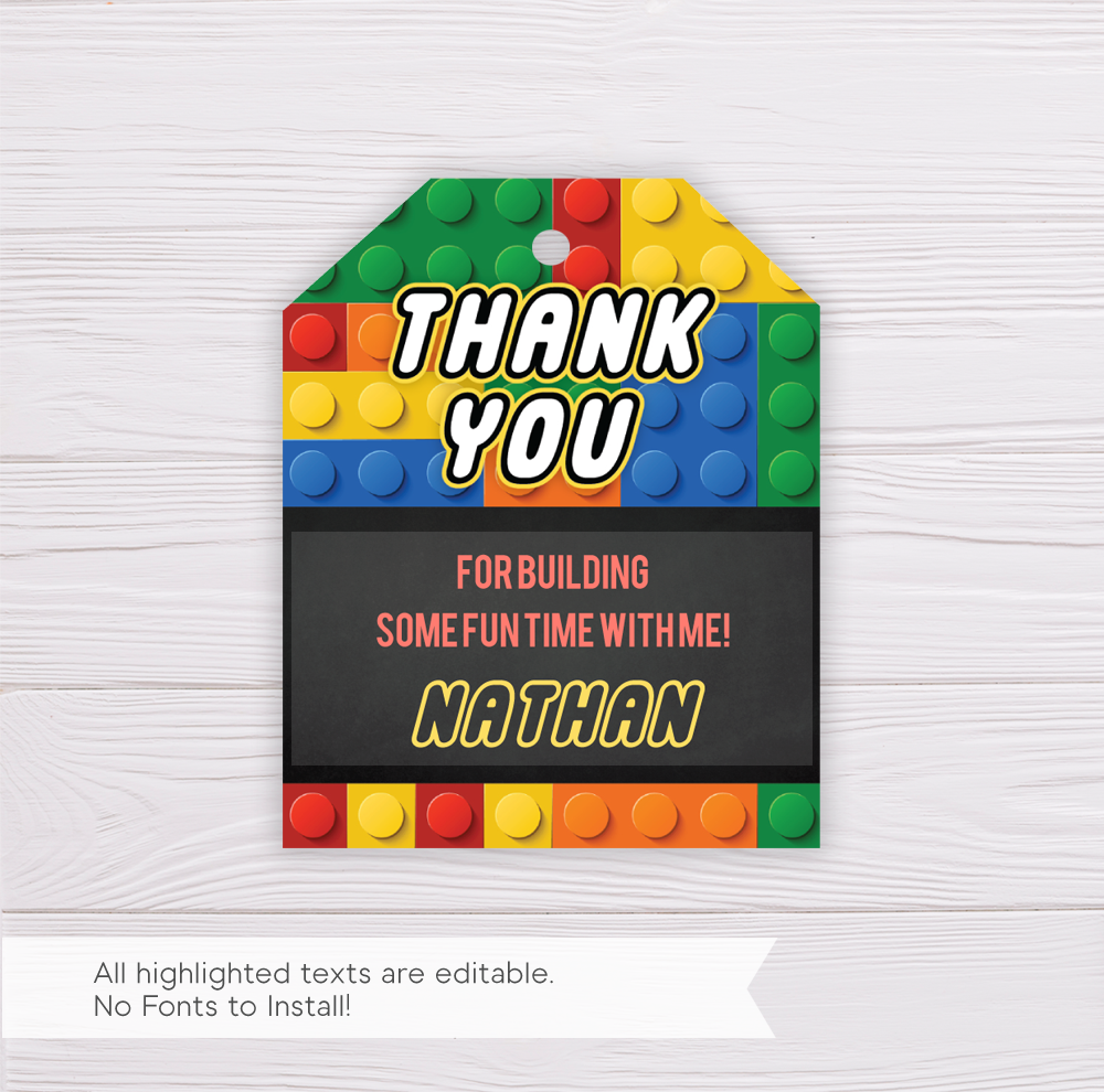 Lego Thank You Card Template Dgtally