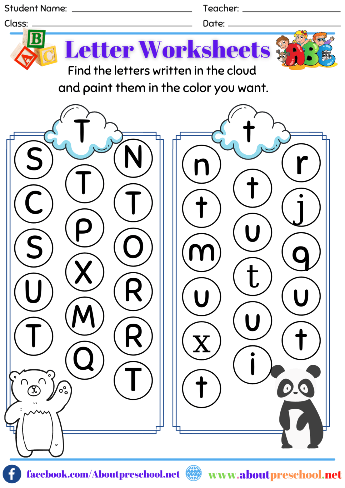 Free Printable Letter T Worksheets For Preschool