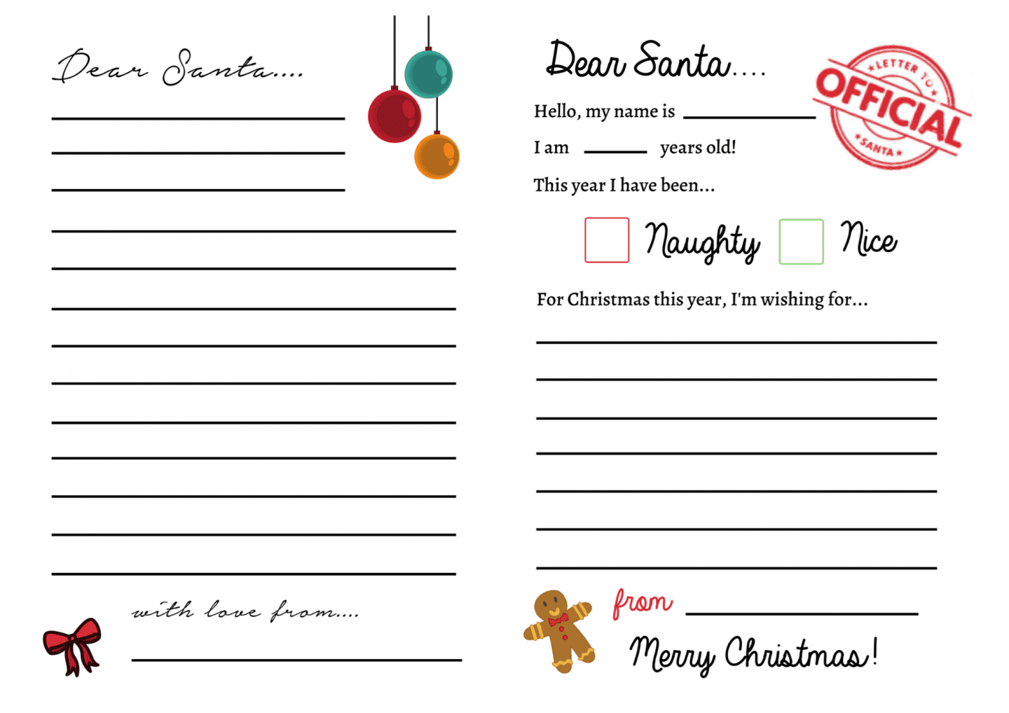 Santa Letter Paper Printable Free