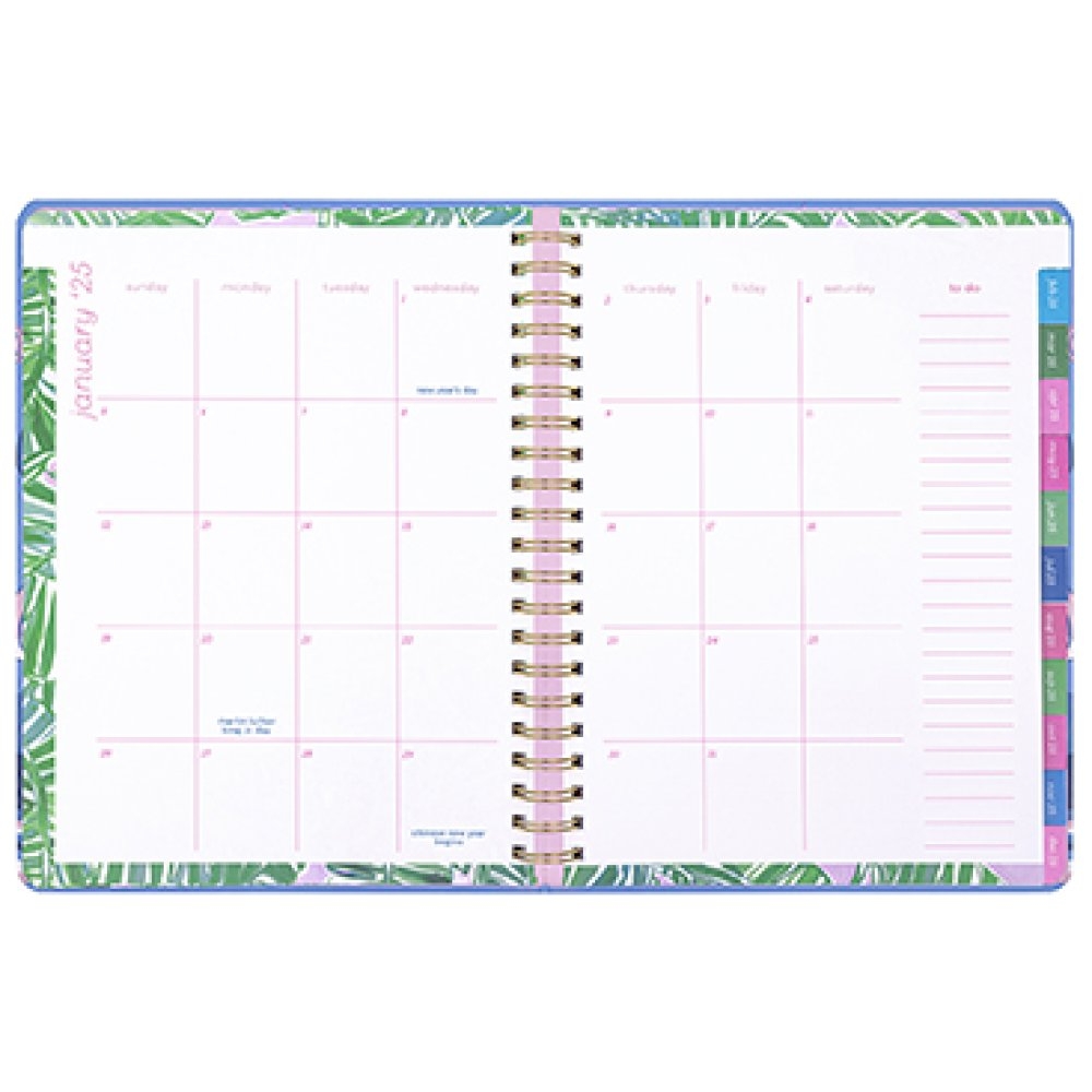 Lilly Pulitzer 2024 2025 Gold Metallic Bon Vivants Large Agenda