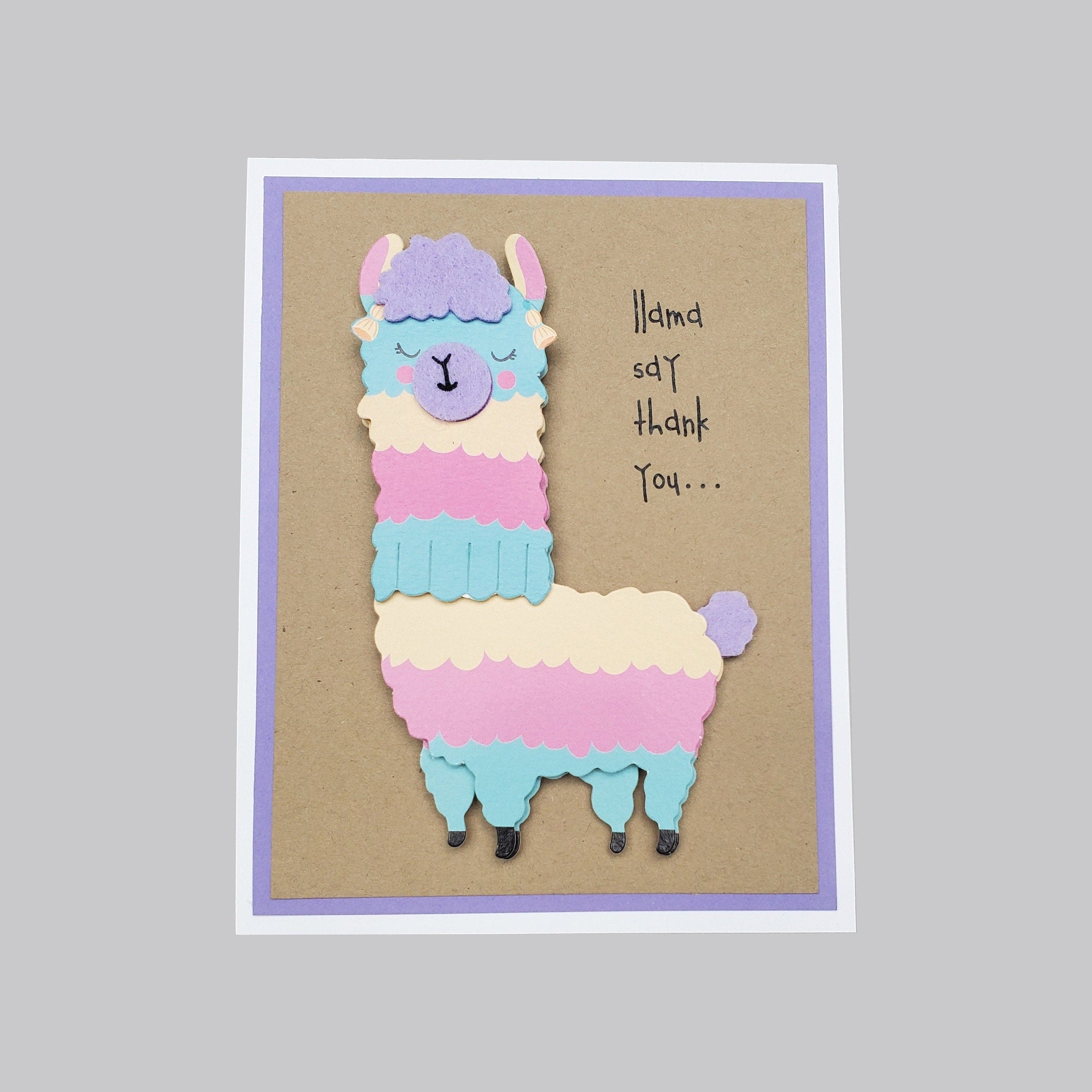 Llama Thank You Card Cute Llama Card Llama Say Thank You Greeting Card Blank Thank You Card Etsy