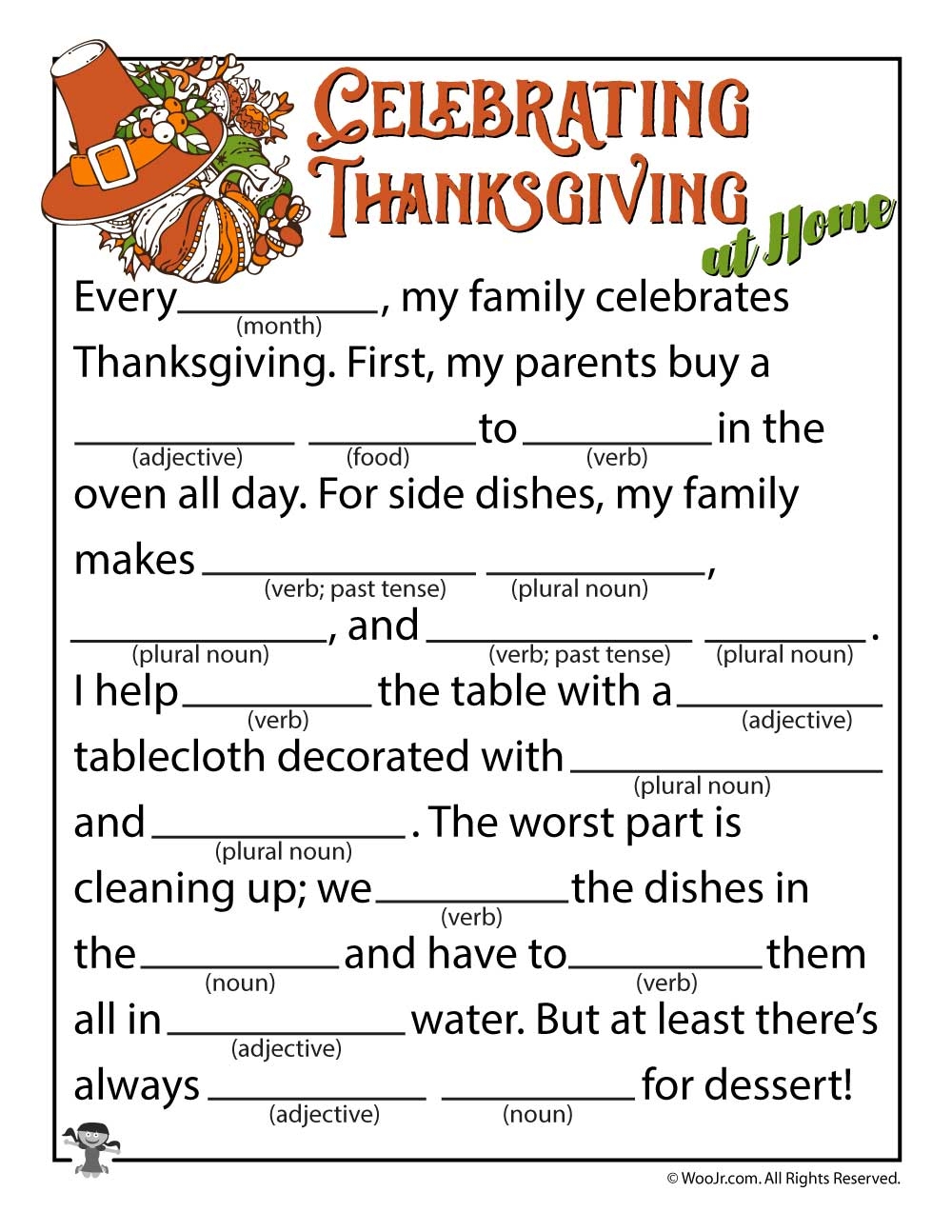 Mad Libs Thanksgiving Printable Printable Party Favors