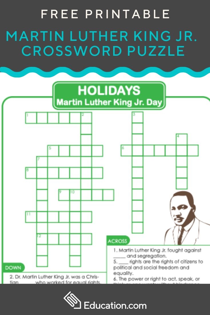 Martin Luther King Crossword Puzzle Printable