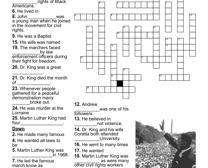 Martin Luther King Jr Crossword WordMint