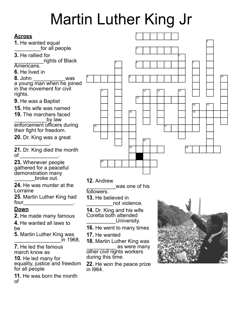 Martin Luther King Jr Crossword WordMint