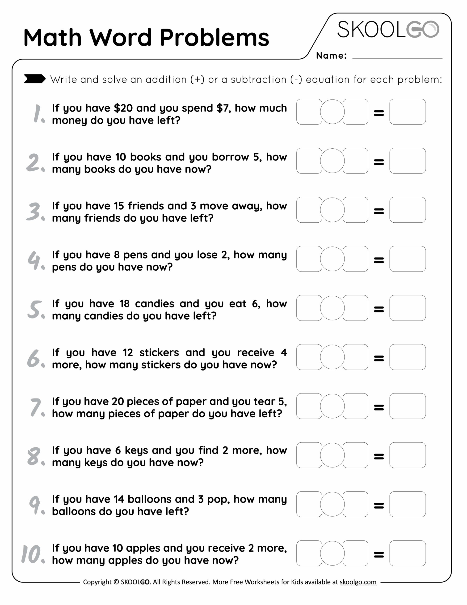 Math Word Problems Free Worksheet For Kids SKOOLGO Math Word Problems Free Worksheet For Kids SKOOLGO
