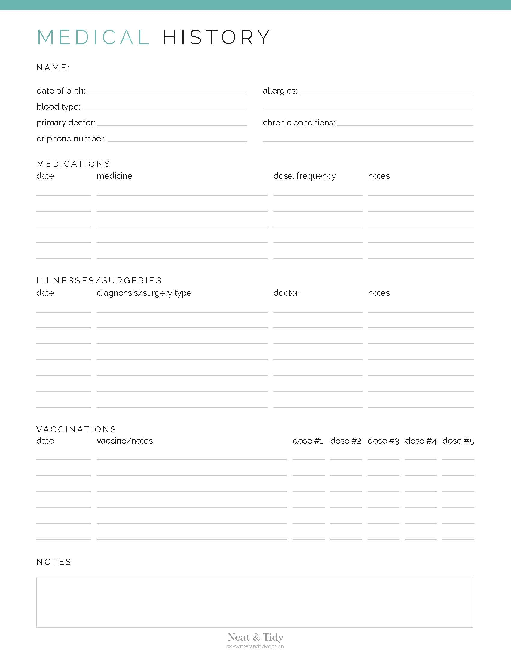 Medical History Neat And Tidy Design Medical History Neat And Tidy Design
