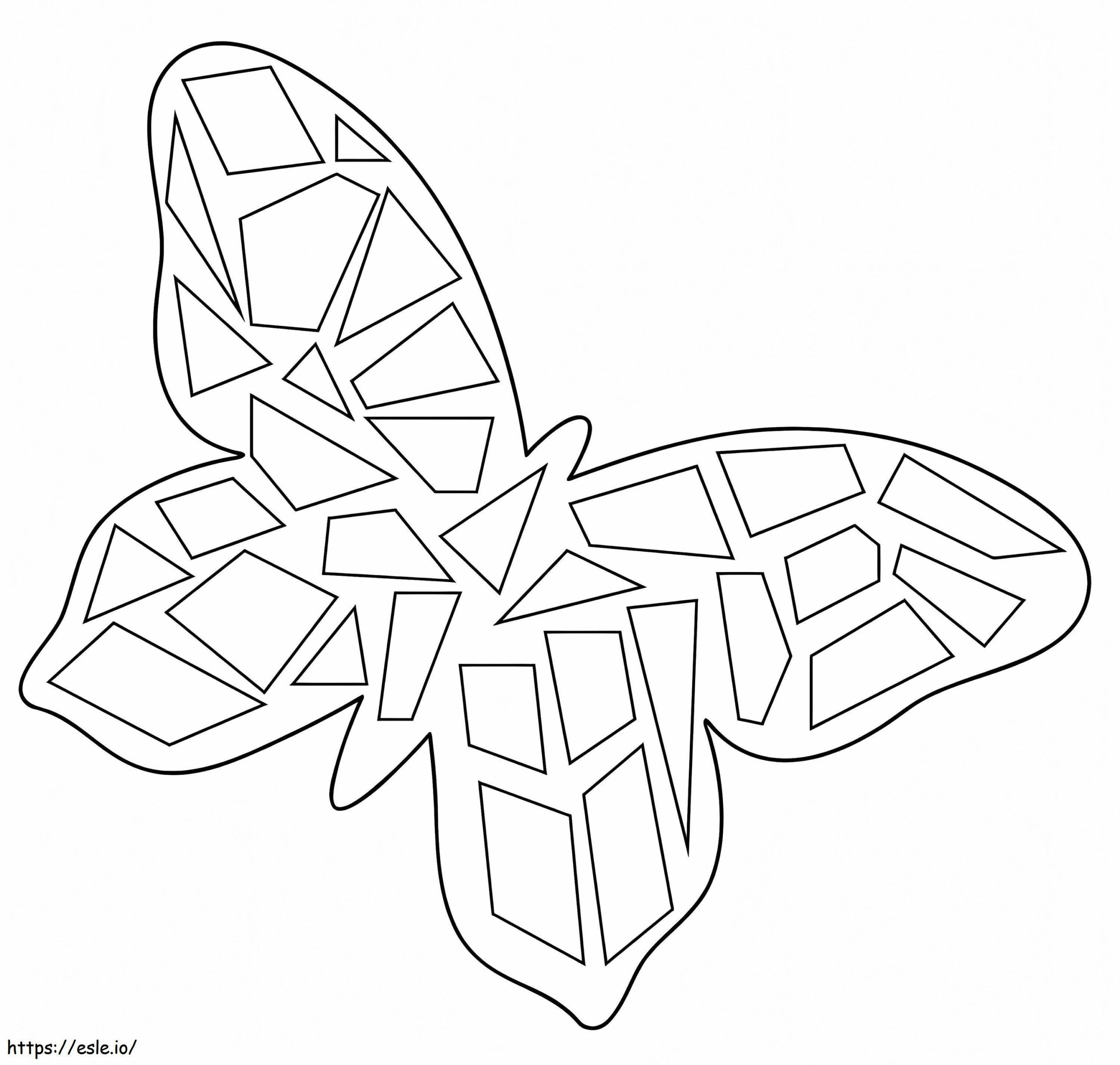 Mosaic In The Shape Of A Butterfly Coloring Page