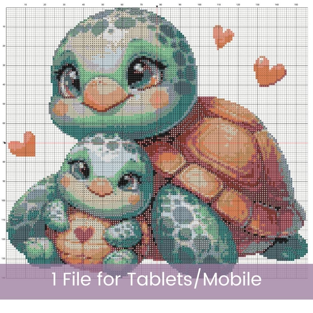 Mother And Baby Sea Turtle Cross Stitch Pattern Simone Balman Art
