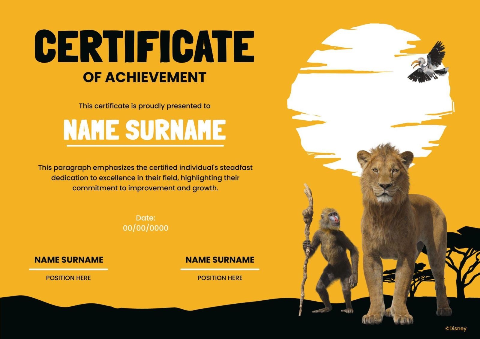 Mufasa Certificate Presentation
