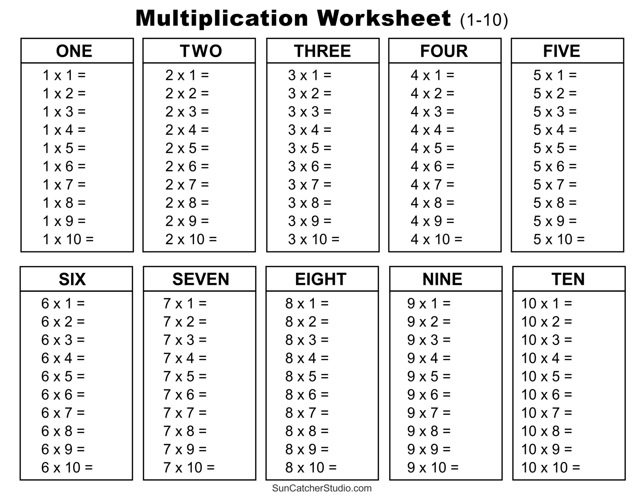Multiplication Worksheet 1-12 Printable Multiplication Worksheet 1-12 Printable