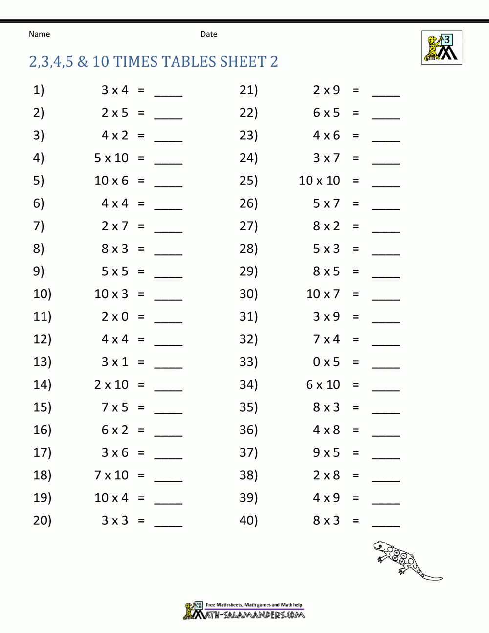 Free Printable Time Table Worksheets
