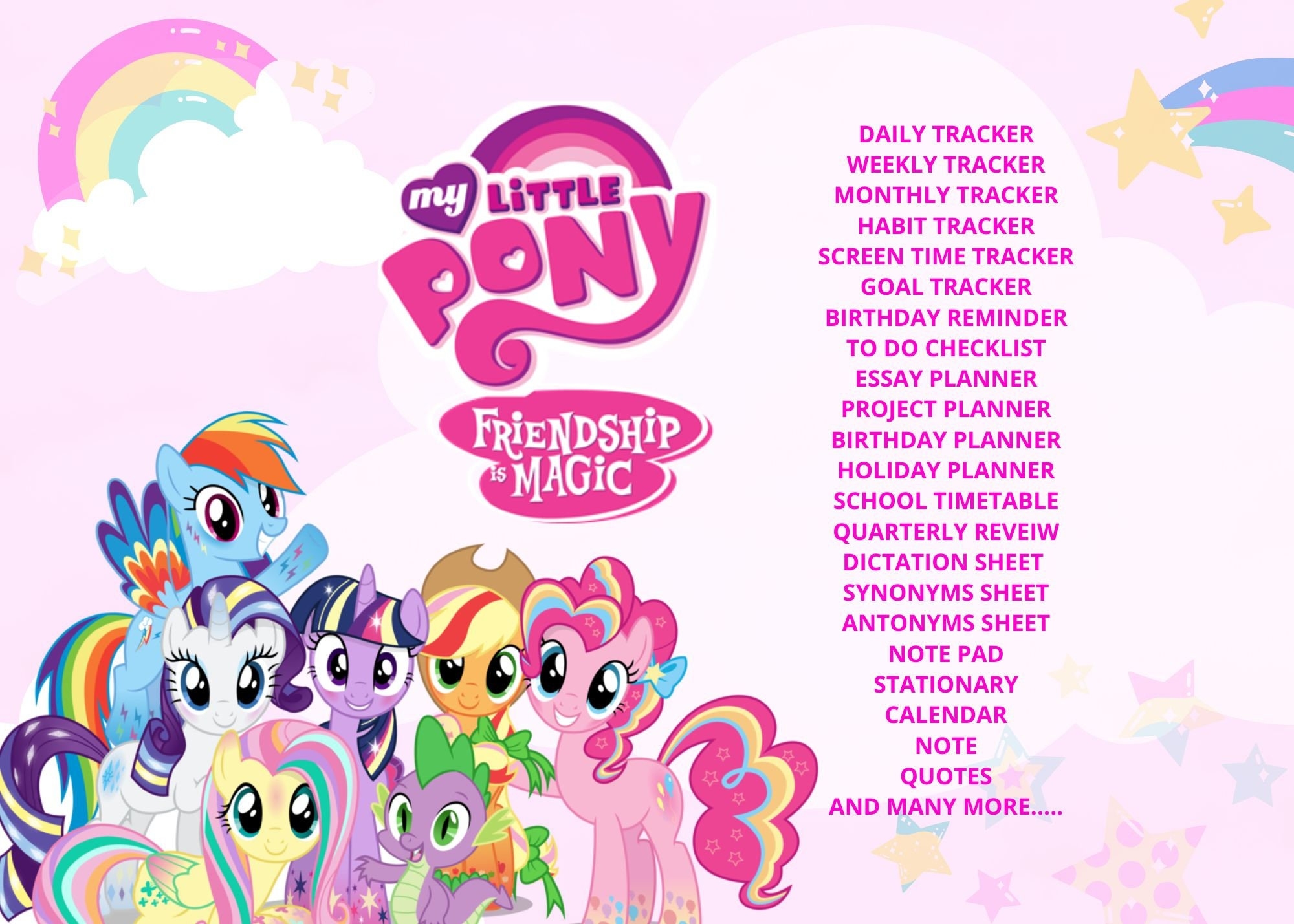 My Little Pony Friendship Is Magic Planner For Girls Etsy My Little Pony Friendship Is Magic Planner For Girls Etsy