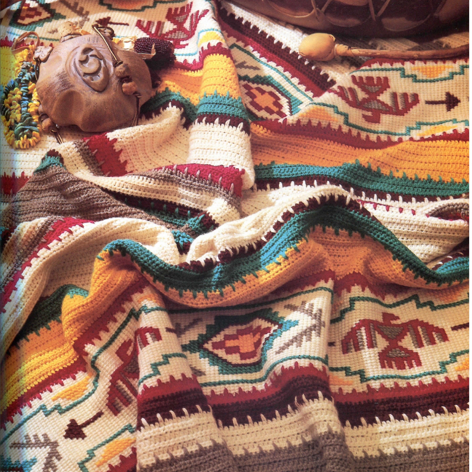Native American Summer Crochet Blanket Pattern Instant Digital Download Pdf Ebook Southwestern Style Decor 80s Navajo Vibes Etsy