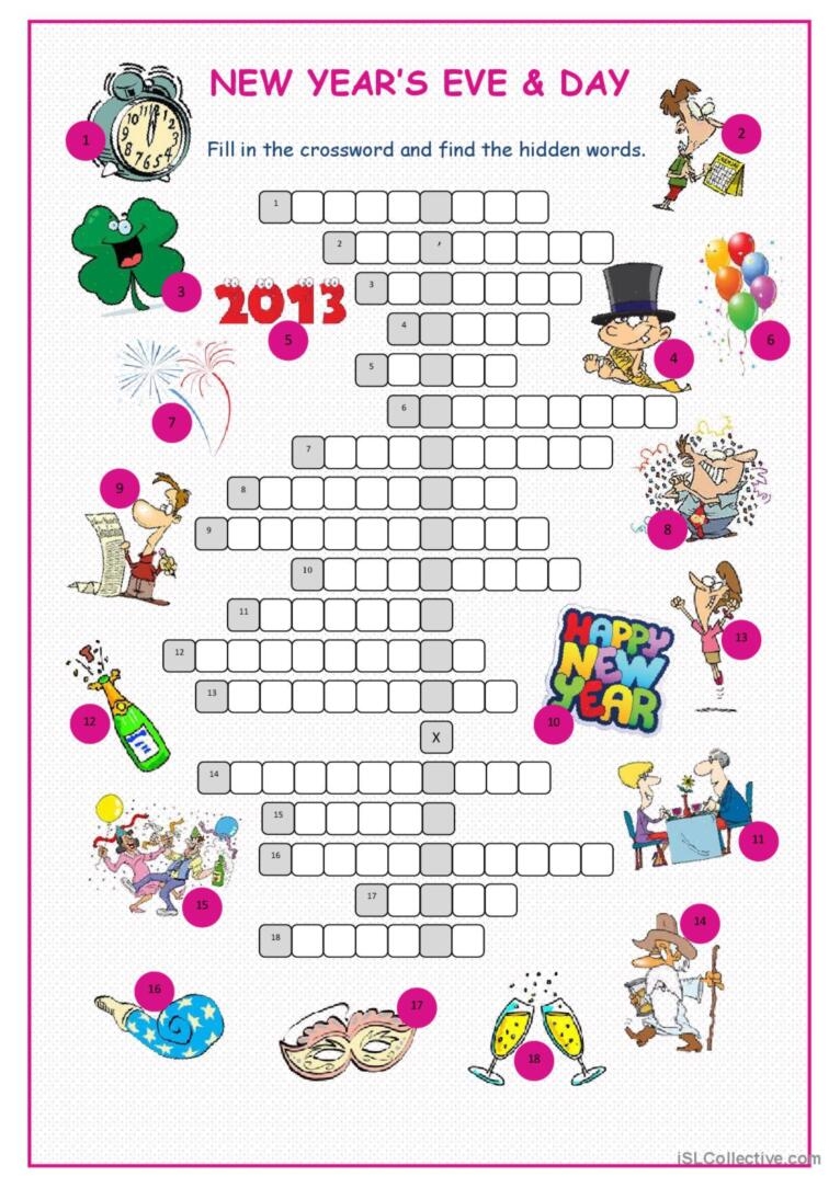 New Year Crossword Printable