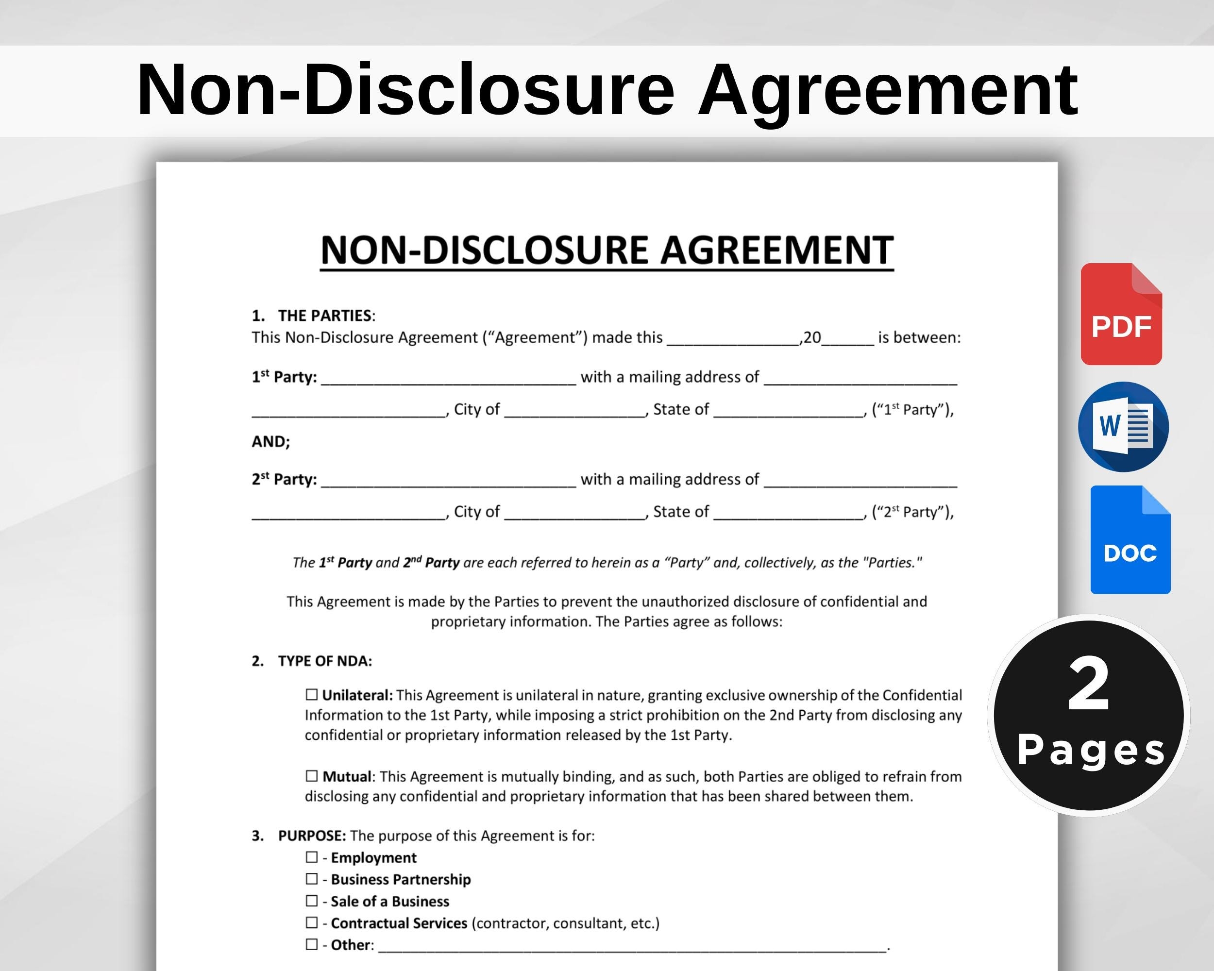 Printable Non Disclosure Agreement Template Printable Non Disclosure Agreement Template
