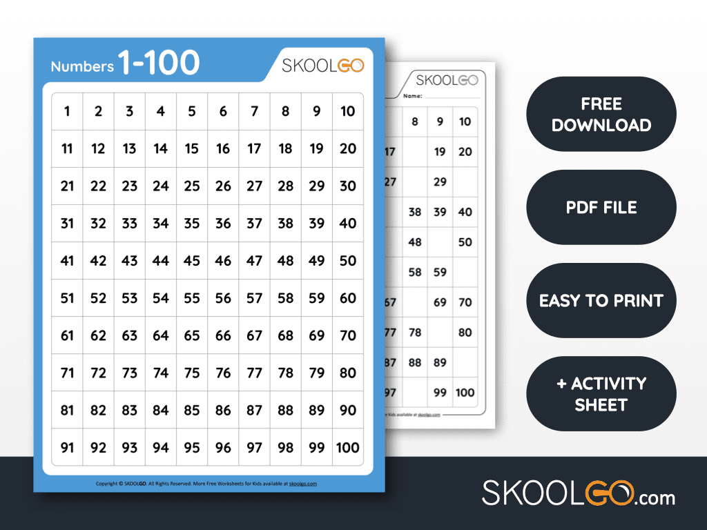 Free Printable Numbers Worksheets Numbers 0-100