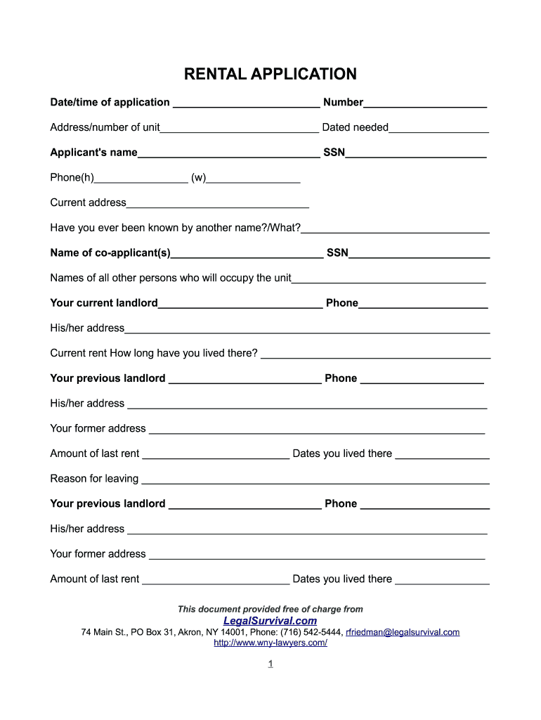 Printable Blank Rental Agreement