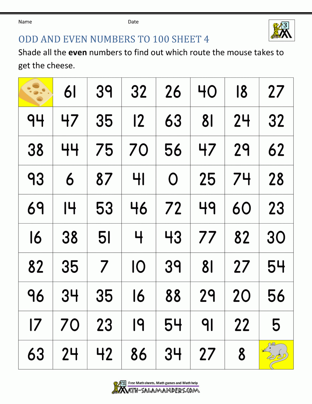 Odd And Even Numbers Worksheet