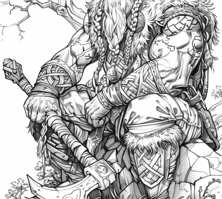Old Viking Warrior Coloring Page For Adults Free Printable