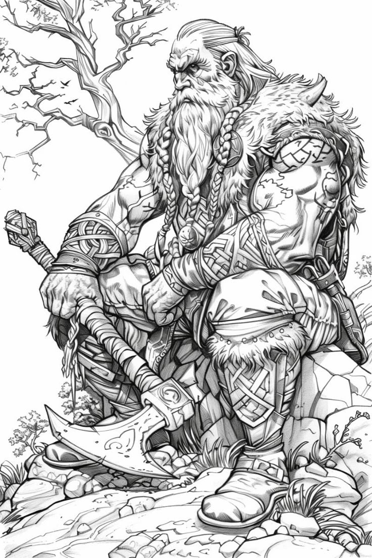 Old Viking Warrior Coloring Page For Adults Free Printable Old Viking Warrior Coloring Page For Adults Free Printable