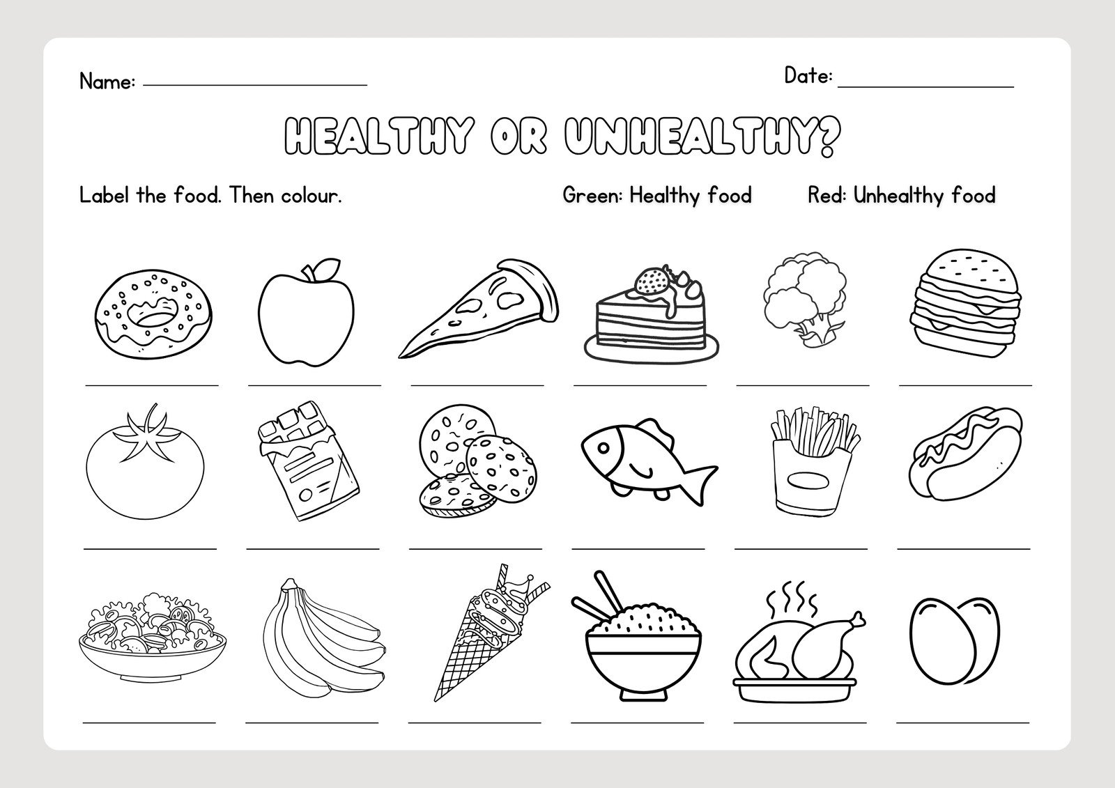 Free Printable Food Group Worksheets
