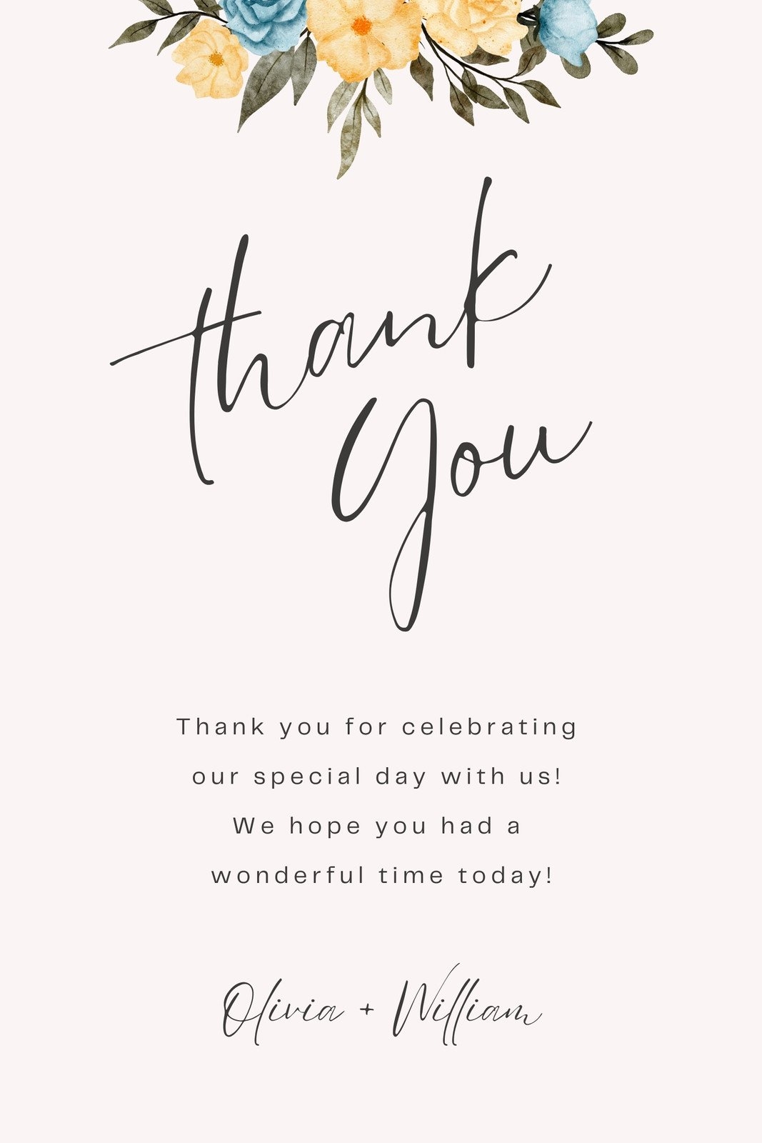 Printable Wedding Thank You Card Template