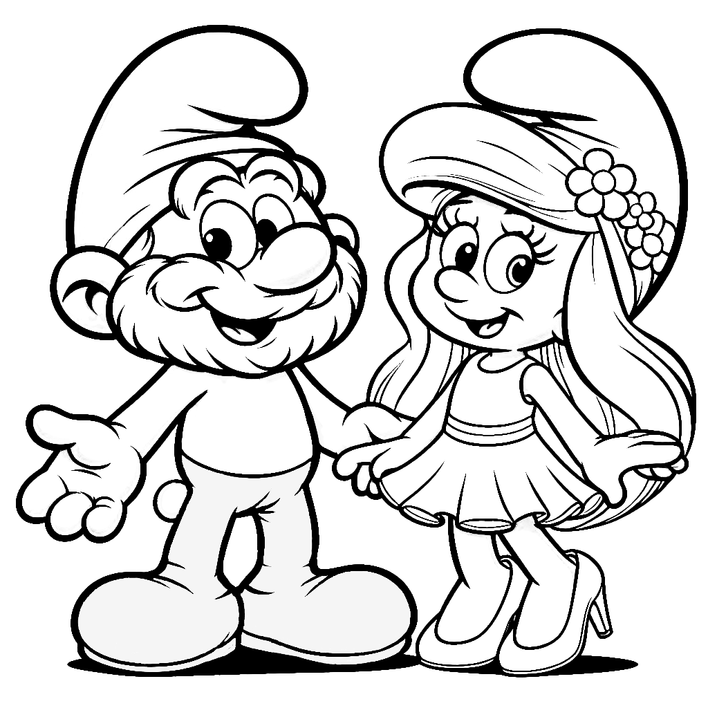 Papa Smurf And Smurfette Coloring Page Papa Smurf And Smurfette Coloring Page