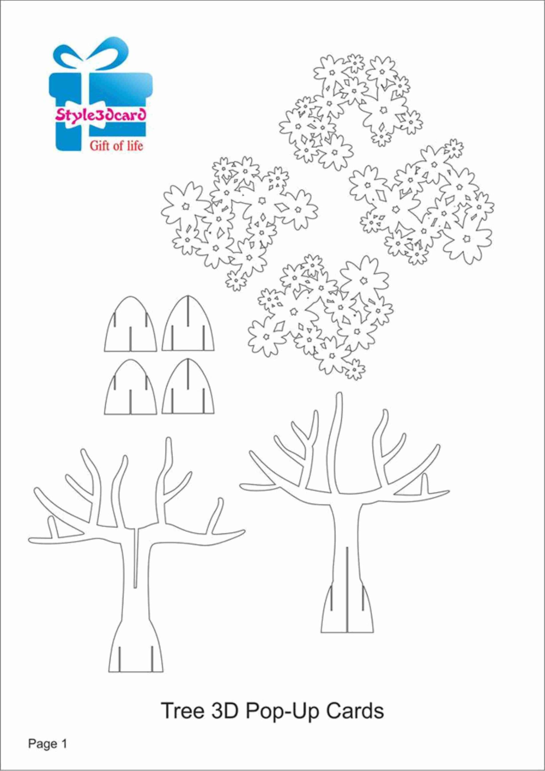 Papercraft Tree Tree 3d Pop Up Card Kirigami Pattern 1 Printable Papercrafts Printable Papercrafts
