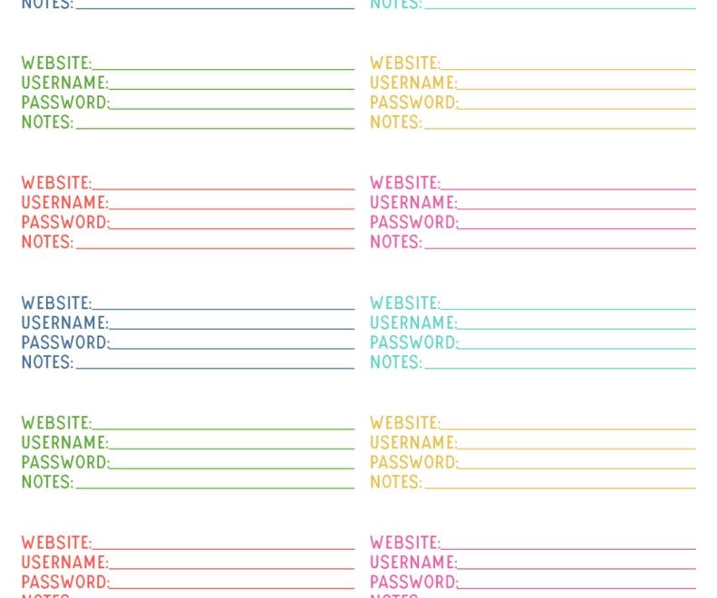 Password Logs Trackers 25 FREE Printables Printabulls