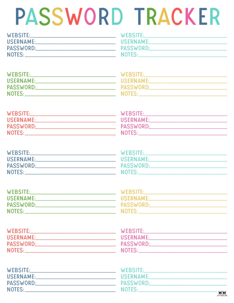 Password Logs Trackers 25 FREE Printables Printabulls