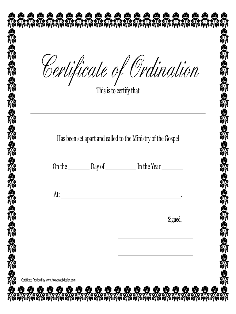 Pastor Certificate Template Fill Online Printable Fillable Blank PdfFiller