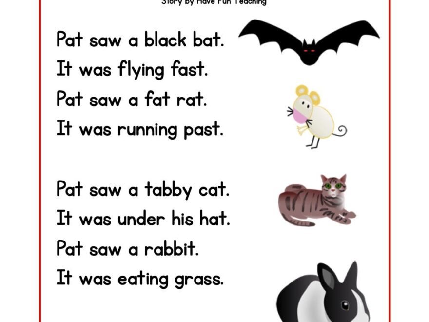 Pat And The Animals Phonics Reading Comprehension Story Worksheet Short Vowel A Sound Have Fun Teaching